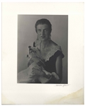 Berenice Abbott Signed Photo Mat of Her Portrait of Peggy Guggenheim With Her Dog -- Measures 16 x 20